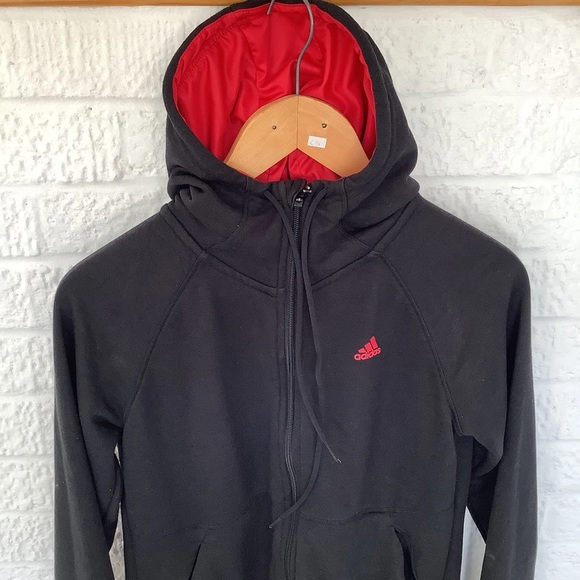 Adidas Full Zip Track Top - Size S 8-10 - Black & Red - P2P 19โ - Picture 6 of 8